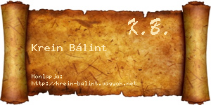 Krein Bálint névjegykártya