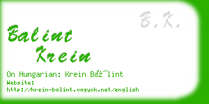 balint krein business card